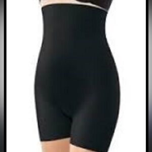 SPANX Slimplicitly high waisted shaper mid thigh shorts black cotton gusset 1X